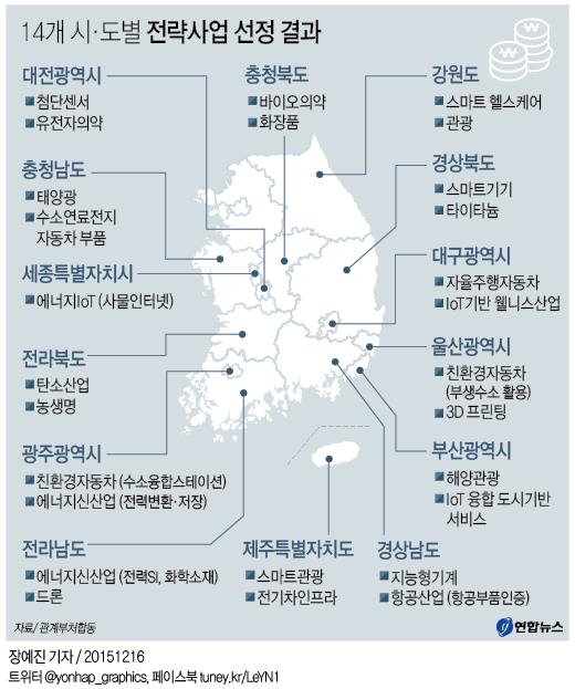 <그래픽> 14개 시·도별 전략사업 선정 결과