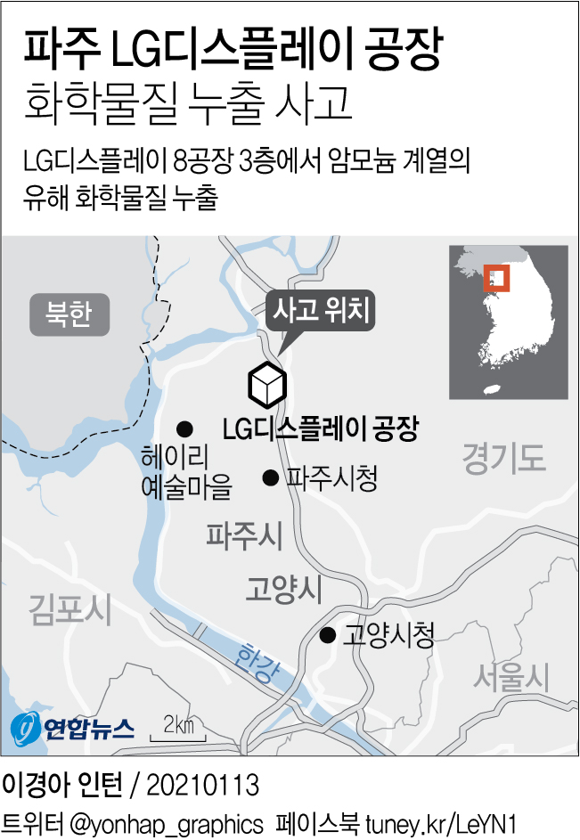 '파주 LGD 화학물질 누출사고 원인규명' 관계기관 현장감식 - 2