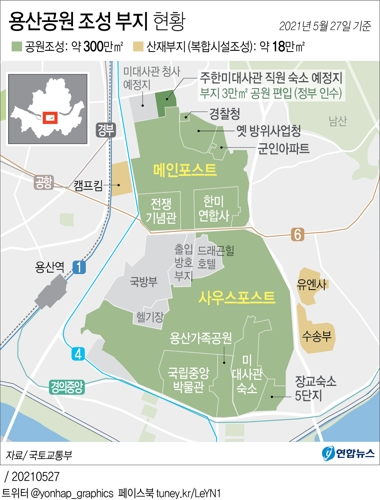 [그래픽] 용산공원 조성 부지 현황
