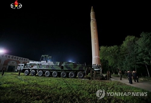 Korean Central Television's footage of North Korea's Hwasong-14 ballistic missile on July 28, 2017 (For Use Only in the Republic of Korea. No Redistribution) (Yonhap)