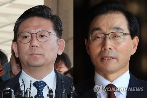Chang Ho-joong, former chief of the Busan District Prosecutors' Office (L), and Suh Cheon-ho, ex-chief of the NIS domestic unit, are shown in this composite photo filed on Nov. 2, 2017. (Yonhap) 