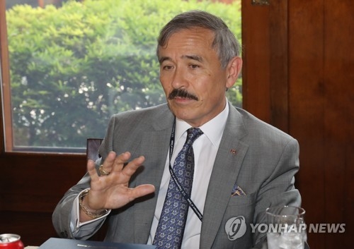 New U.S. Ambassador Harry Harris speaks during a meeting with reporters at his residence in Seoul on Aug. 2, 2018. (Yonhap)