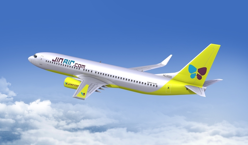 This file photo provided by Jin Air shows the company's B737-800 passenger jet. (PHOTO NOT FOR SALE) (Yonhap)