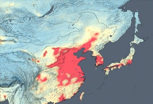 NASA 공기오염 위성지도 공개…"한국·중국, 공기질 최악" - 2
