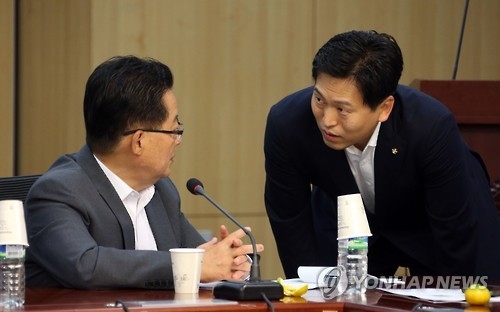 국민의당 박지원 비대위원장과 손금주 수석대변인