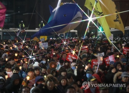 궂은 날씨 속 지방 곳곳 '대통령 하야' 촉구 촛불집회(종합) - 1