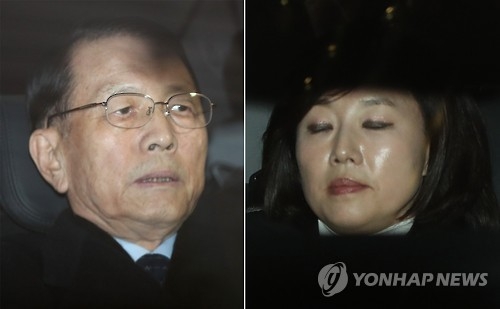 김기춘 전 실장(왼쪽)과 조윤선 장관(오른쪽)
