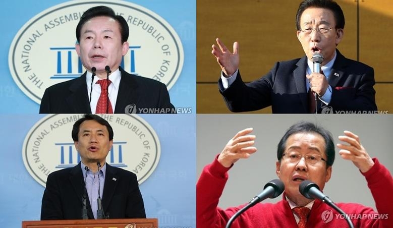 자유한국당 대선주자들. 왼쪽 위부터 이인제·김관용·김진태·홍준표