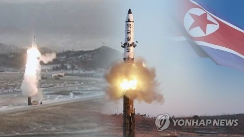 북한의 미사일 발사 실험 장면