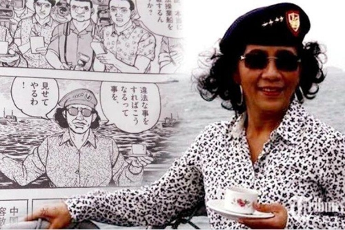 '외국어선 폭침' 인니 女장관, 일본만화에까지 등장