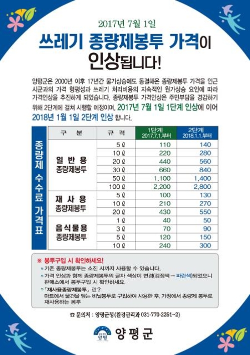 양평군, 쓰레기봉투값 7월부터 평균 27% 인상 - 1