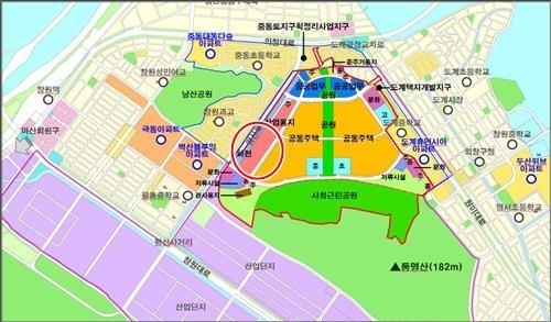 창원 육군 39사단 이전 개발계획도.