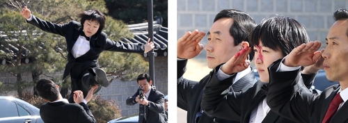 경호 시범하는 경호관