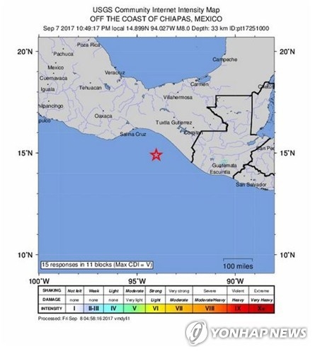 멕시코 지진 발생지역 지도