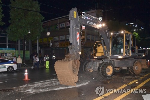 침수된 도로