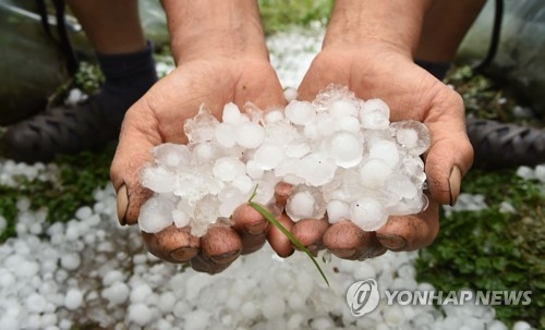 경기·충북·강원 '우박 폭탄'…돌풍에 강한 비 동반(종합) - 1