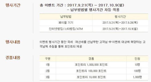 국세·재산세 비대면 납부 고객 이벤트