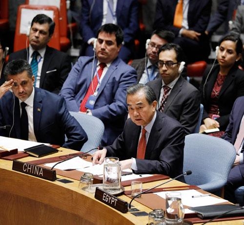 유엔 대량살상무기 확산 방지 회의 참석한 왕이 부장.[중국 외교부]