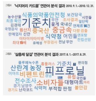 낙지머리 카드뮴, 살충제 달걀 연관어 분석 결과