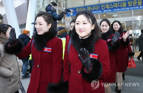 손 흔드는 북한 응원단