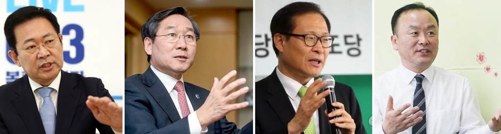 사진 왼쪽부터 민주당 박남춘, 한국당 유정복, 바른미래당 문병호, 정의당 김응호