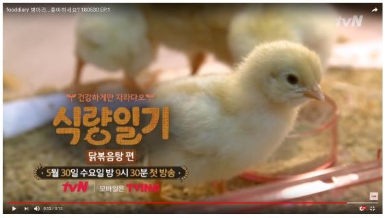 지난달 30일 방영한 tvN '식량일기 닭볶음탕'편 화면 캡처