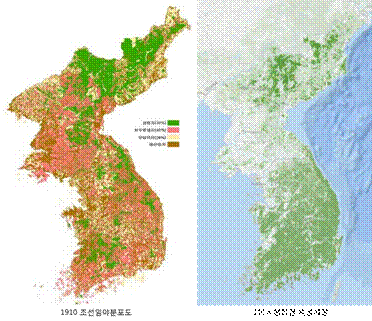 1910년(왼쪽)과 2014년(오른쪽) 비교