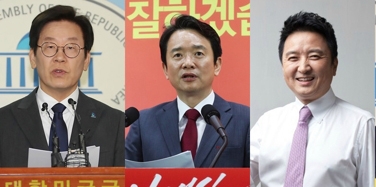 더불어민주당 이재명, 자유한국당 남경필, 바른미래당 김영환
