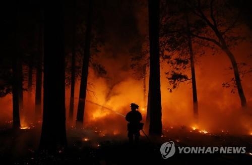 캘리포니아 산불, 사투 벌이는 소방대원