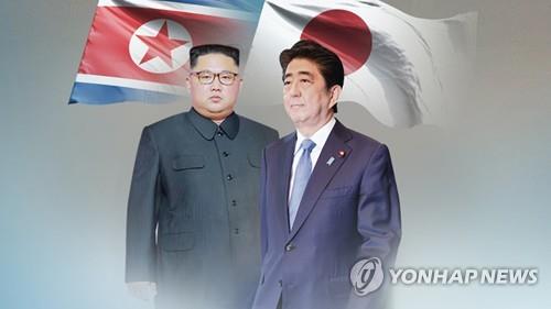 아베 총리와 김정은 북한 국무위원장 [PG, 연합뉴스TV 제공]