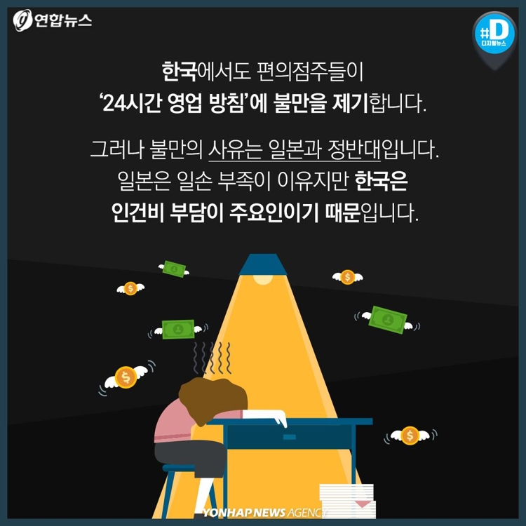 [카드뉴스] 韓 인건비, 日 구인난에 편의점 밤샘 영업 포기 - 9