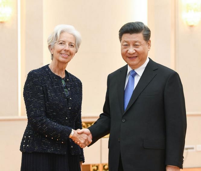 시진핑 중국 국가 주석, IMF 총재 만나
