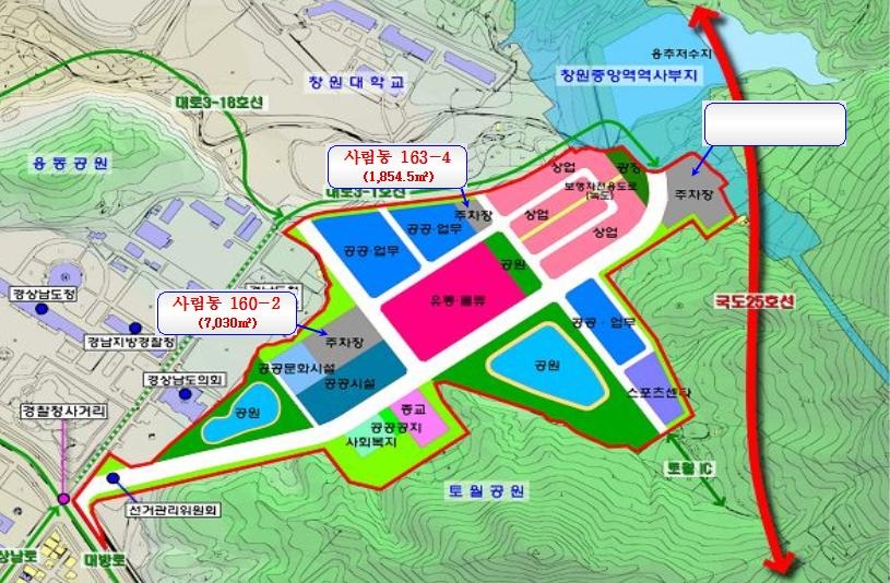 창원중앙역세권 주차장 부지 위치도(회색 부분)