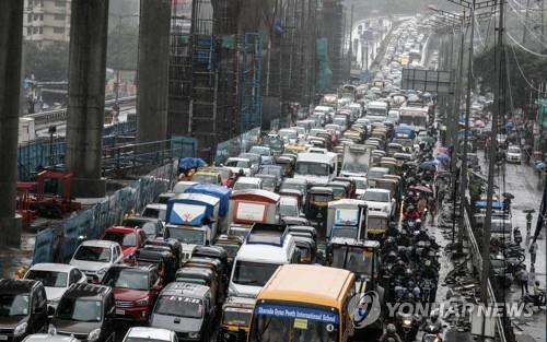 인도 뭄바이의 교통체증