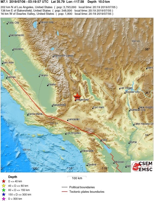 미 캘리포니아 7.1 지진