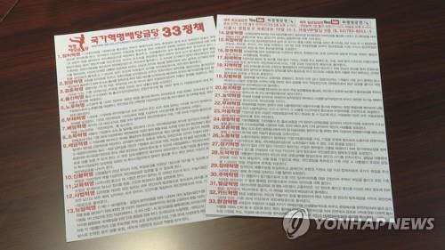 허경영 씨가 공개한 '국가혁명배당금당 33정책'