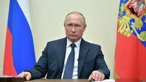(리아노보스티=연합뉴스) 대국민 담화 발표하는 푸틴 대통령.