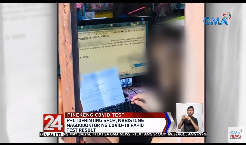 코로나19 음성확인서 위조사건 보도하는 필리핀 언론