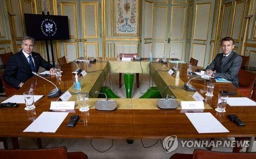 에마뉘엘 마크롱 프랑스 대통령을 예방한 토니 블링컨 미국 국무부 장관