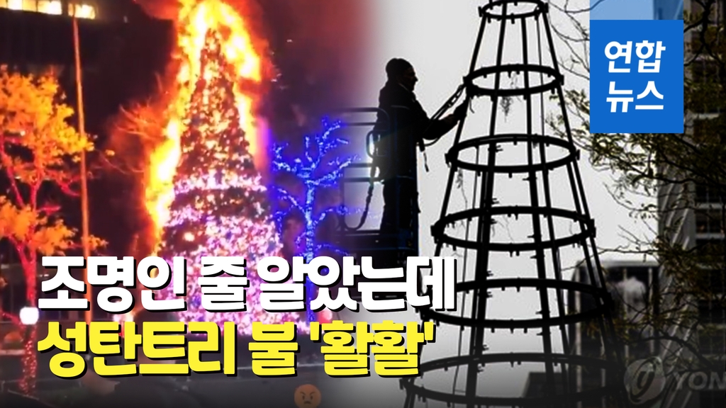 [영상] 크리스마스트리 기어올라간 노숙인…시뻘건 불길 활활 - 2