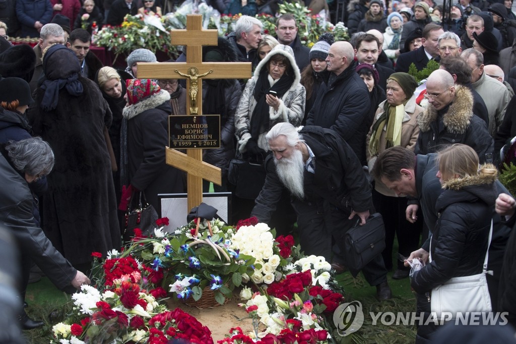 러시아 야권지도자 보리스 넴초프 장례식 (AP=연합뉴스)