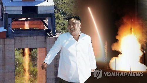 김정은 북한 노동당 위원장과 ICBM 시험 발사 장면(CG)