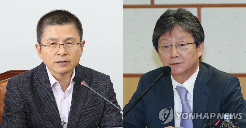 황교안 자유한국당 대표와 유승민 새로운보수당 보수재건위원장