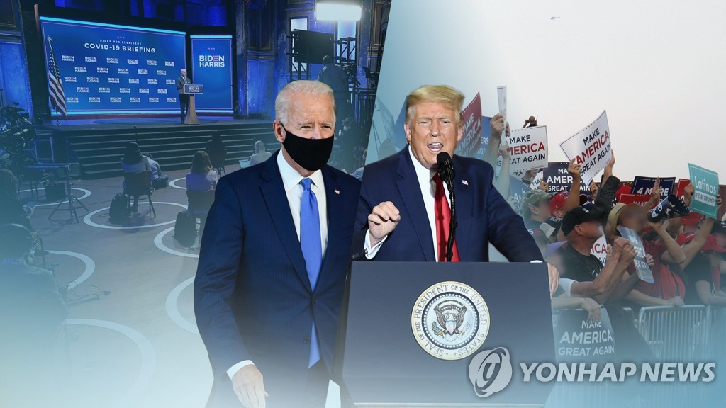 노 마스크 vs 드라이브 인…美대선 극과극 유세 (CG)