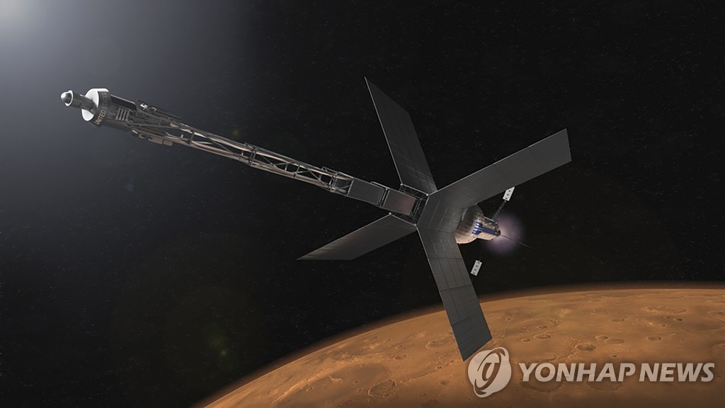 미국 나사가 지난달 16일 공개한 핵 추진 화성 탐사선 모형 사진.