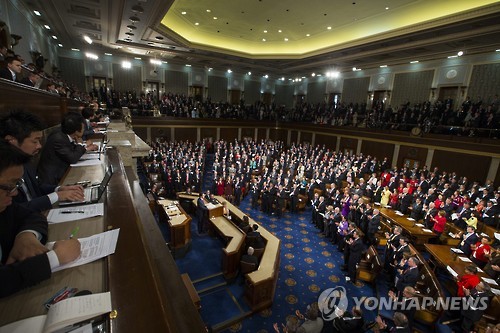 아베 총리, 미 의회 합동연설 (EPA=연합뉴스)