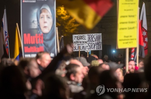 독일 극우 '독일을 위한 대안당(AfD)'이 개최한 난민 반대 시위
