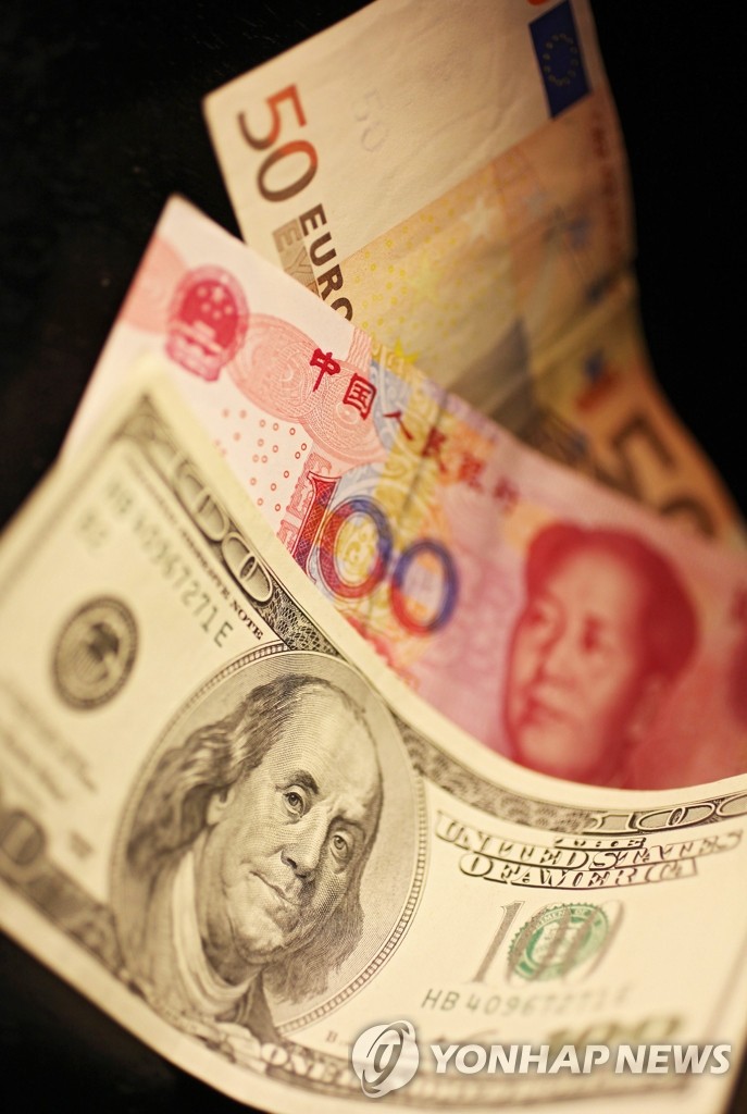 미국 달러, 중국 위안화, 유로화[EPA=연합뉴스 자료사진]