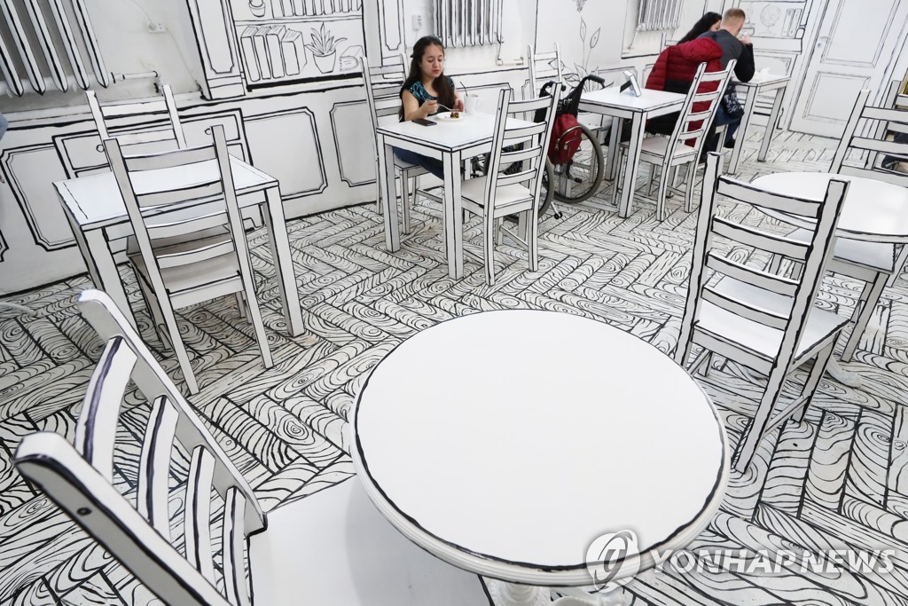 Black and white cafe in St Petersburg
