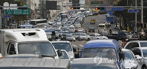 도심 집회로 도로 정체